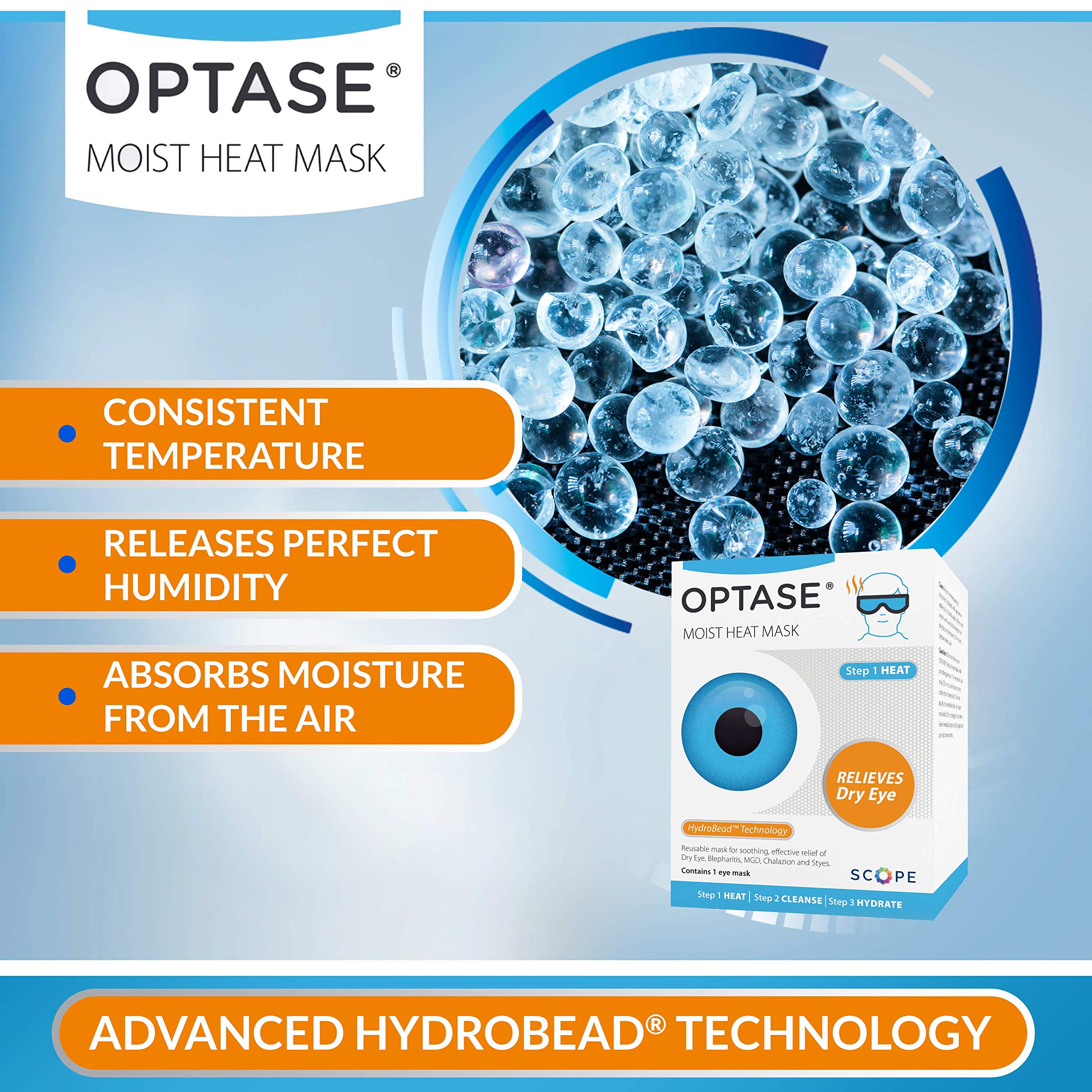 OPTASE Moist Heat Eye Mask for Dry Eyes Dry Eye Mask with HydroBead