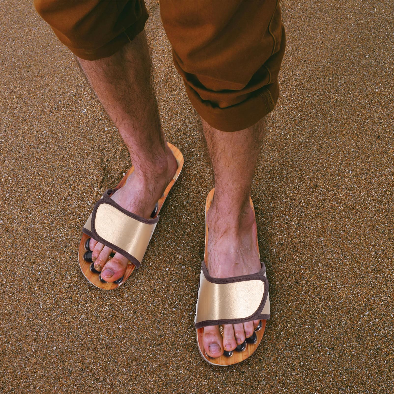 1 Paar Bequeme Fußmassage Sandalen aus Kieselsteinen für Akupressur und Fußtherapie für Drinnen und Draußen Fördert die Durchblutung und Müdigkeit
