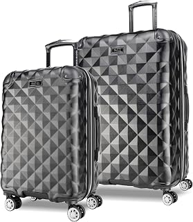 Diamond Tower Collection Lightweight Hardside Expandable 8-Wheel Spinner Travel Luggage, Black, 2-Piece Set (20" & 28")