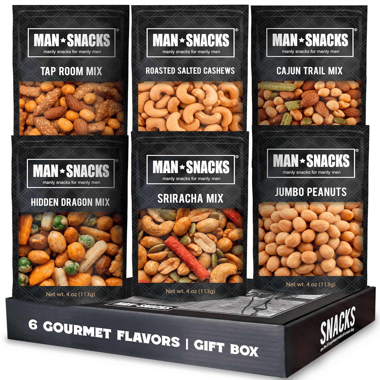 Nut Gift Basket for Men – Birthday Gifts for Men with 6 Gourmet Nut Varieties – Resealable Snack Pouches – Gift Set for Dad, Husband, Boyfriend, Thank You, Holiday