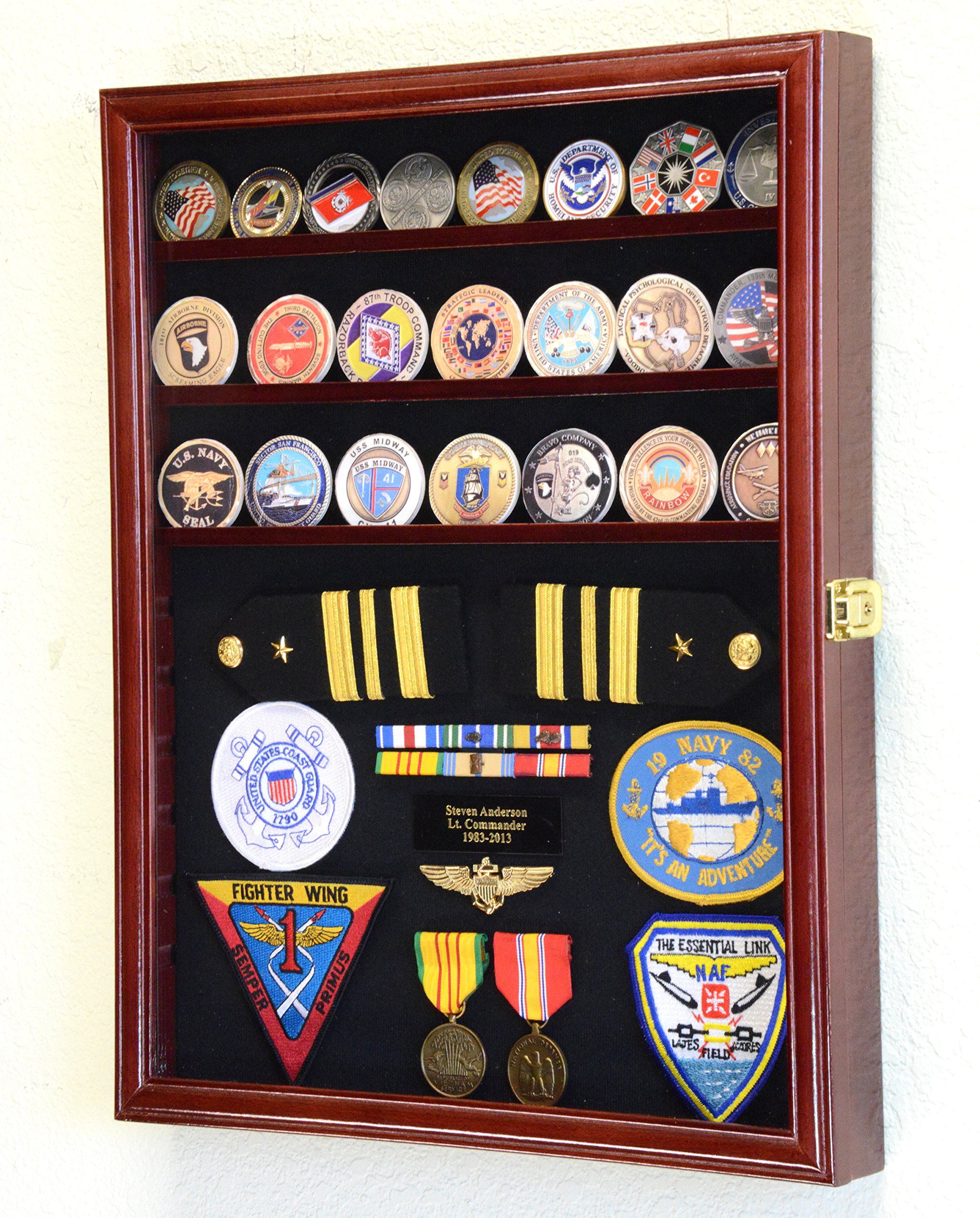 sfDisplay.com,LLC. Challenge Coin/Medals/Pins/Badges/Ribbons/Insignia/Buttons Display Case Box Cabinet Adjustable-Removable Shelves DC5083c