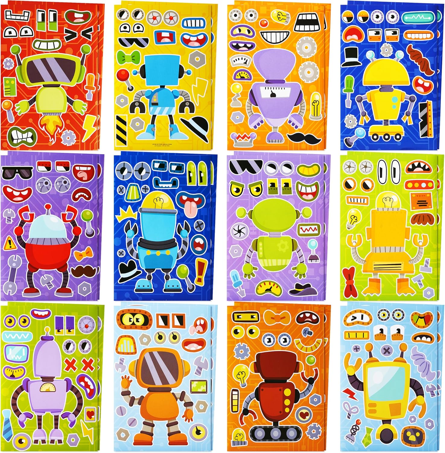 JOYIN 24 Sheets 9"x6" Make a face Stickers for Kids, Make Your Own Robot Stickers, Party Favors Kids Crafts, Goodie Bags Stuffers Classroom Activities
