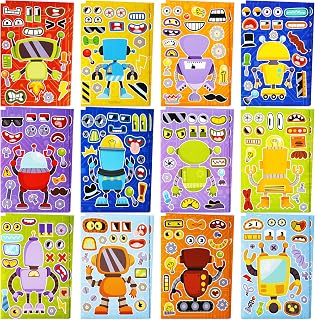 JOYIN 24 Sheets 9"x6" Make a face Stickers for Kids, Make Your Own Robot Stickers, Party Favors Kids Crafts, Goodie Bags Stuffers Classroom Activities