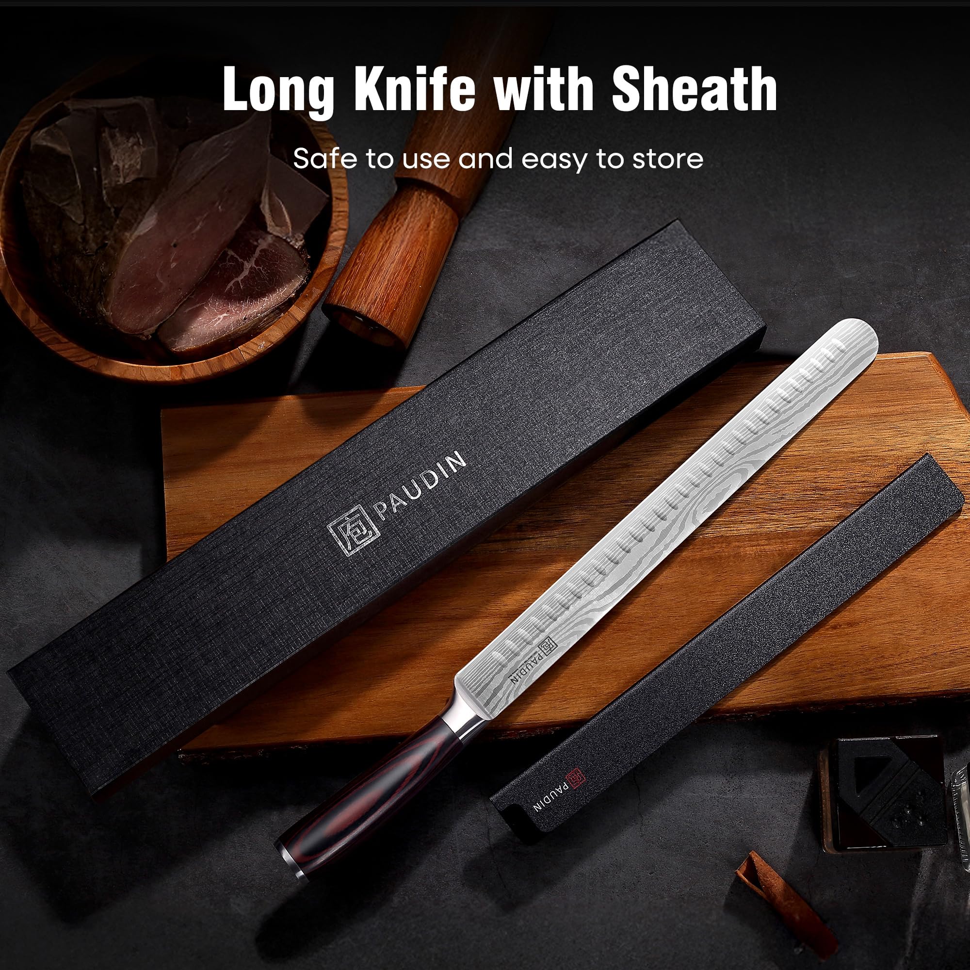 PAUDIN Brisket Knife, 12 Inch Carving Knife, Razor Sharp High Carbon Steel — Amazon image 7