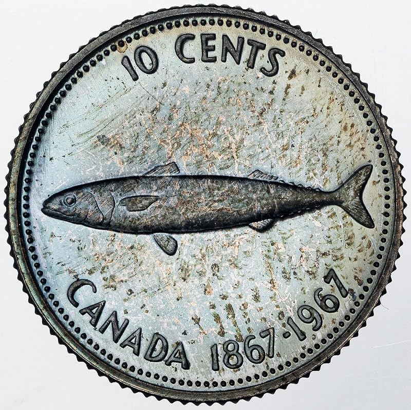 1967 Royal Canadian Mint 10 Cent Canadian Silver Coin | Centennial Celebrations Coin Issued Under Queen Elizabeth II Monetized by Canada Government
