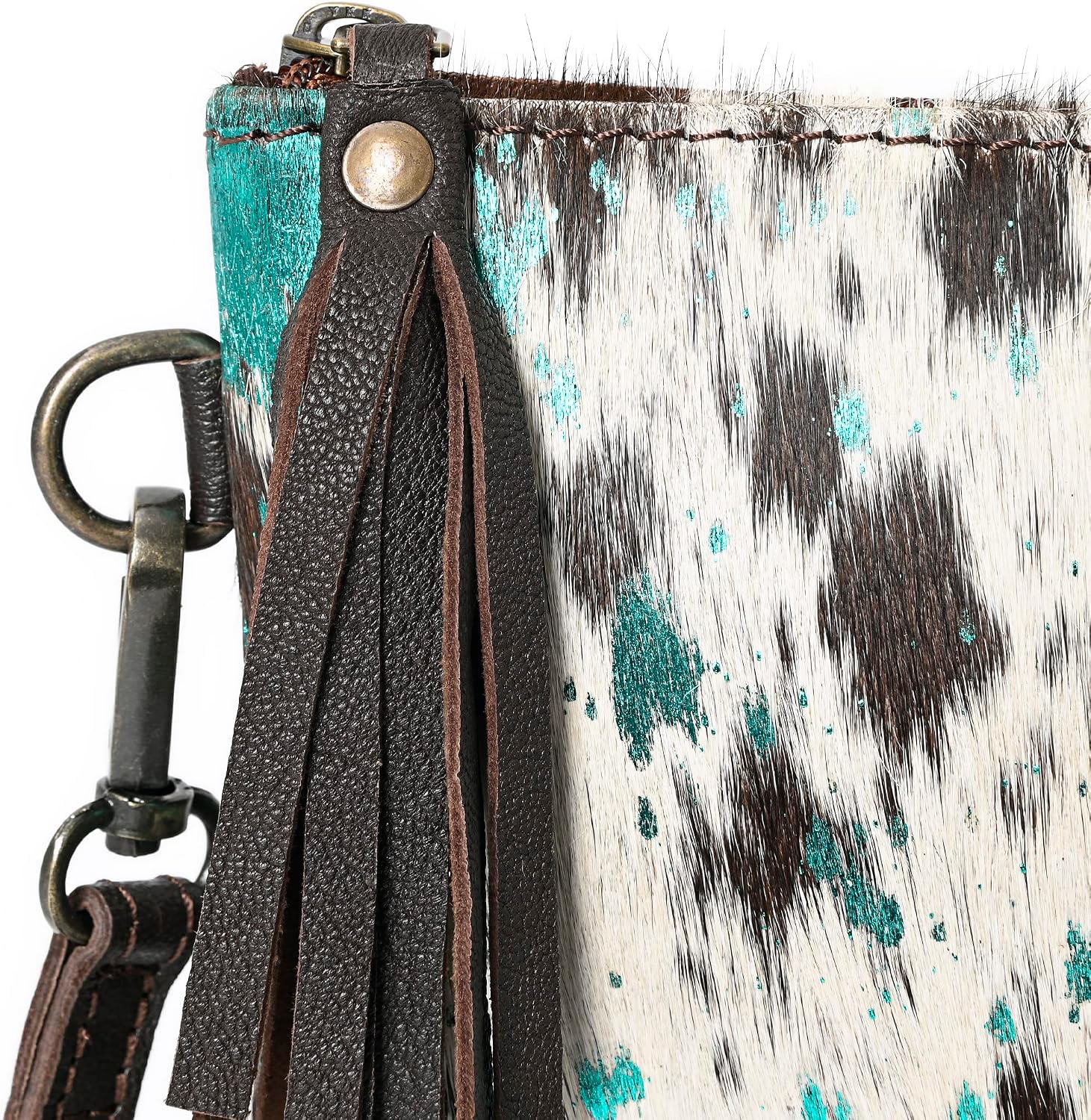Merbaa cowhide and hair on Pouch bag Genuine cowhide hair on small crossbody Bag with adjustable detachable strap