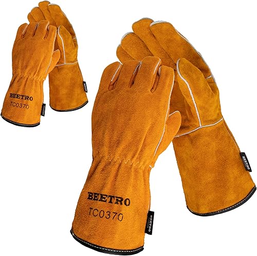 Miniatura 10 de BEETRO Guantes de soldadura, 12 pares de cuero de vaca forja/Mig/Stick/Tig soldador resistente al calor/fuego/guantes