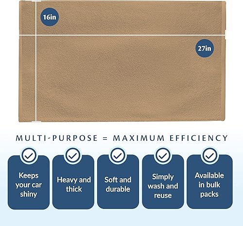Miniatura 6 de Car Care Essentials - Juego de 12 toallas de lavado y secado para detalles, beige, 100% algodón hilado en anillo, 16 x 27 pulgadas, 4.25 libras por