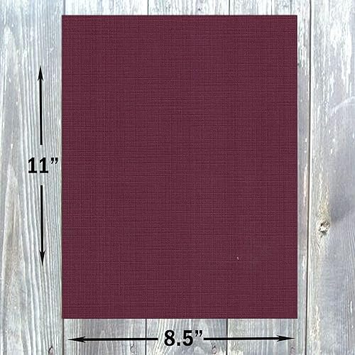 Miniatura 3 de Hamilco Papel de cartulina de color de 8.5 x 11 pulgadas, de lino texturizado, papel de cartulina color rojo burdeos, cubierta de 80 libras, paquete
