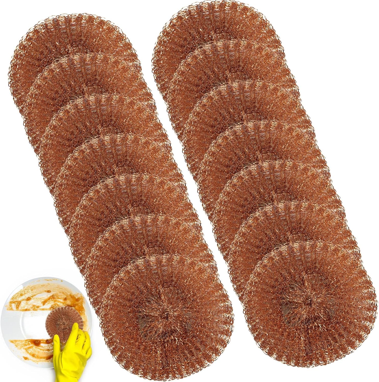 Baderke 30 Pcs Copper Coated Scouring Pad for Dishes Pots Pans and Ovens Easy