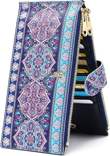 Badiya Billetera para mujer con bloqueo RFID, multitarjetero, gran capacidad, con bolsillo con cremallera, regalo