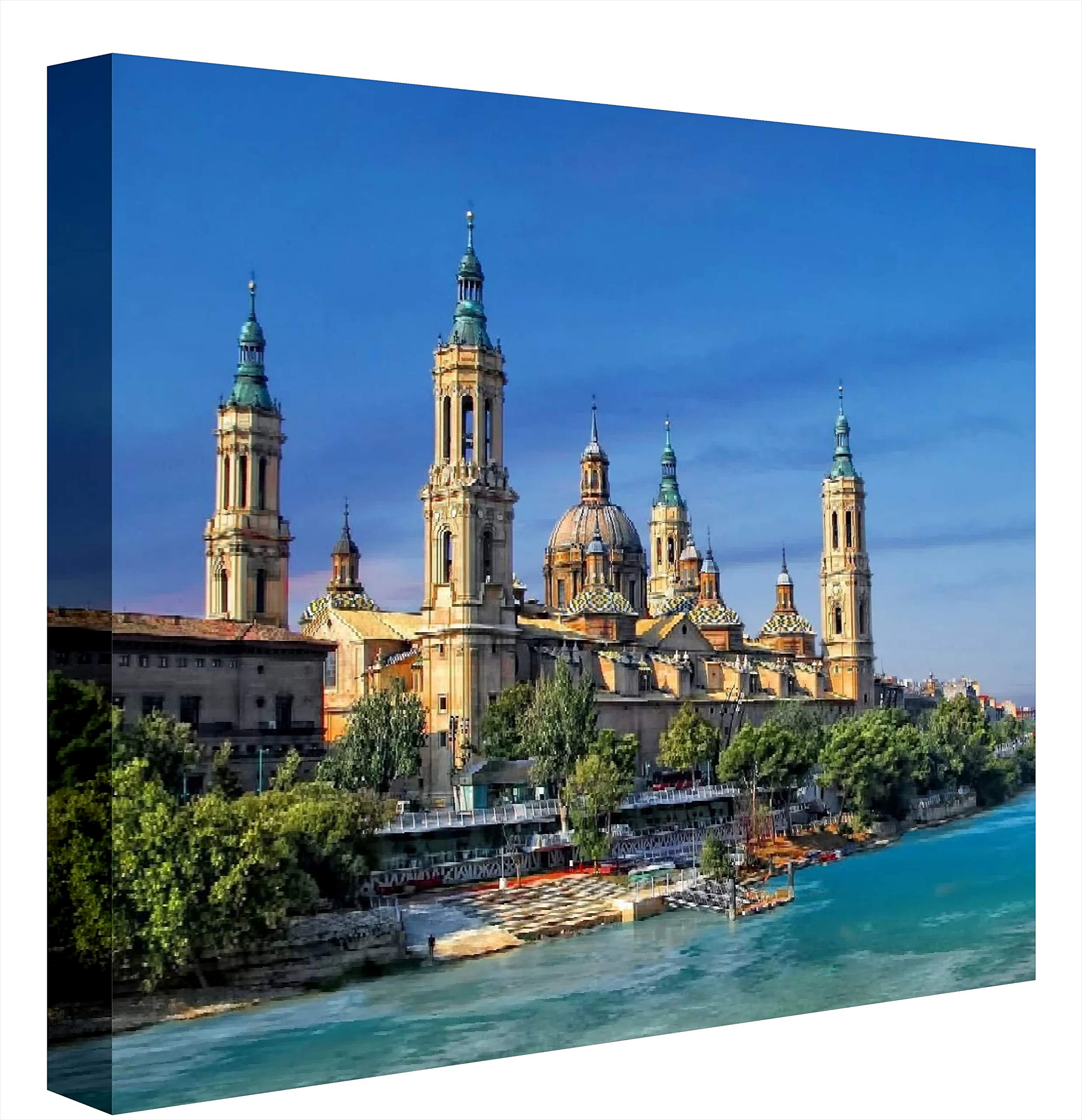 Tableau en méthacrylate brillant Zaragoza 60x60 cm, œuvre murale lumineuse haut de gamme
