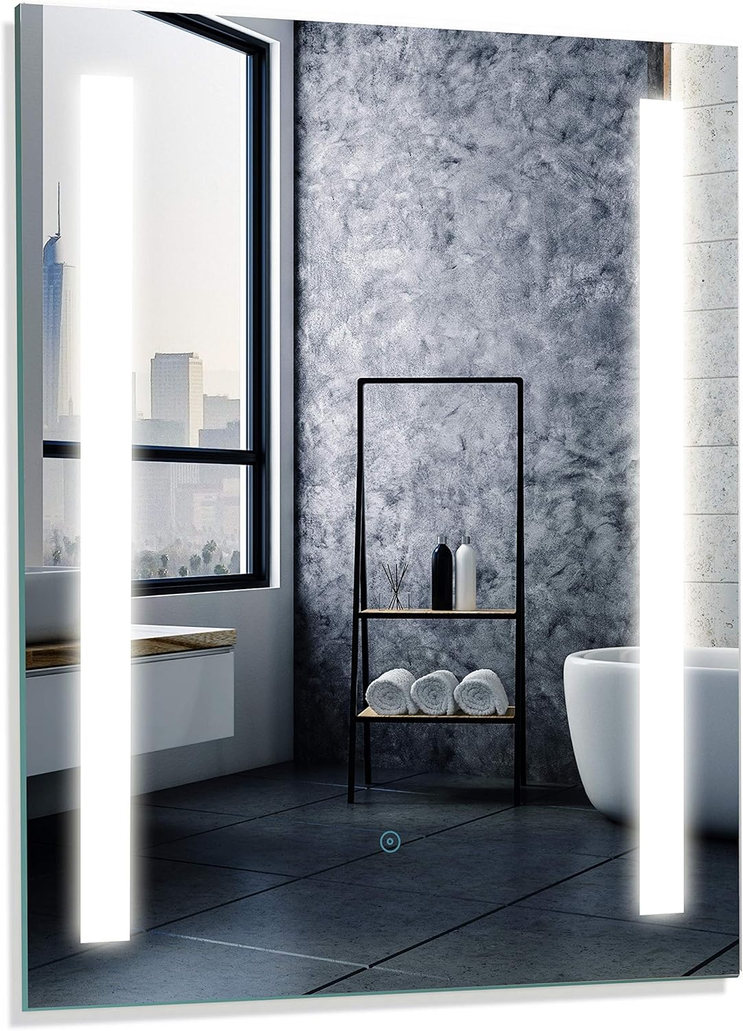 Homewerks 100163 24x30 inches LED Bathroom Mirror Wall Mounted Frameless Anti-Fog Dimmable Light 800 Lumen Bright White 5000 Kelvin Light