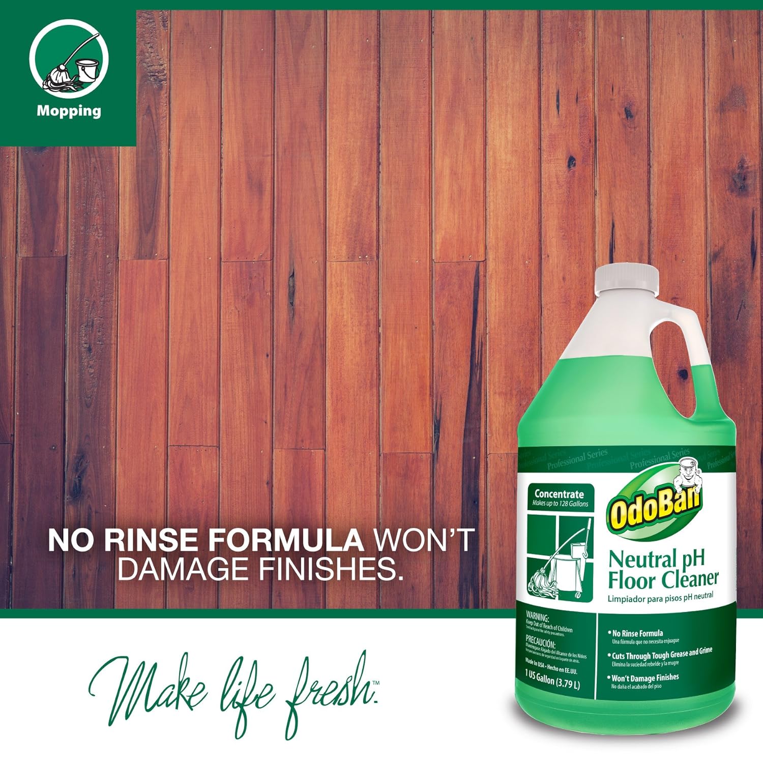 OdoBan Professional Cleaning Neutral pH Floor Cleaner and BioStain and Odor Remover, Made in the USA, 1 Gallon Each