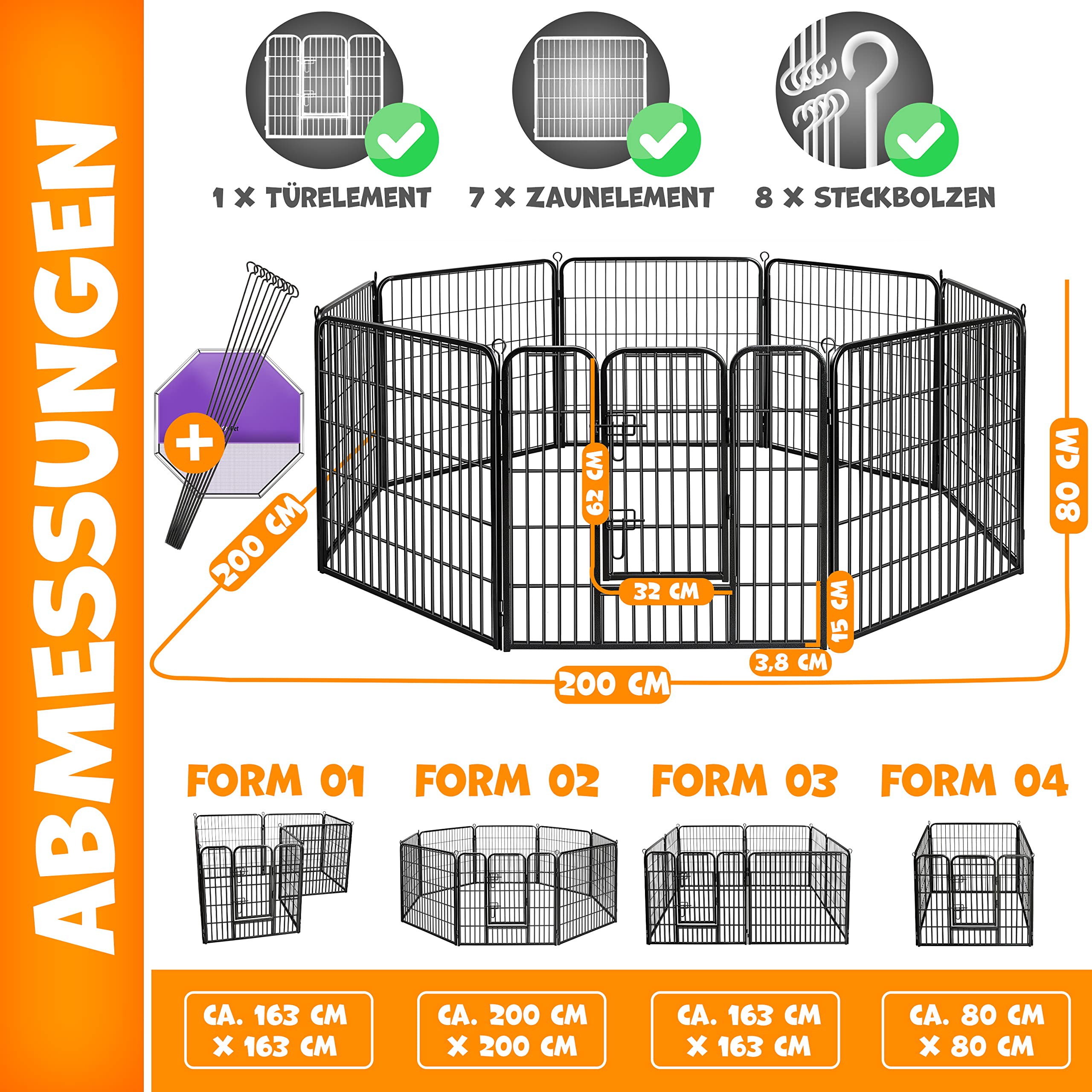 LovPet® Recinto per cuccioli - recinzione per esterni - recinto per cani - box per cani - con porta e resistente alle intemperie - recinto per cani, gatti, cuccioli, conigli, porcellini d’India