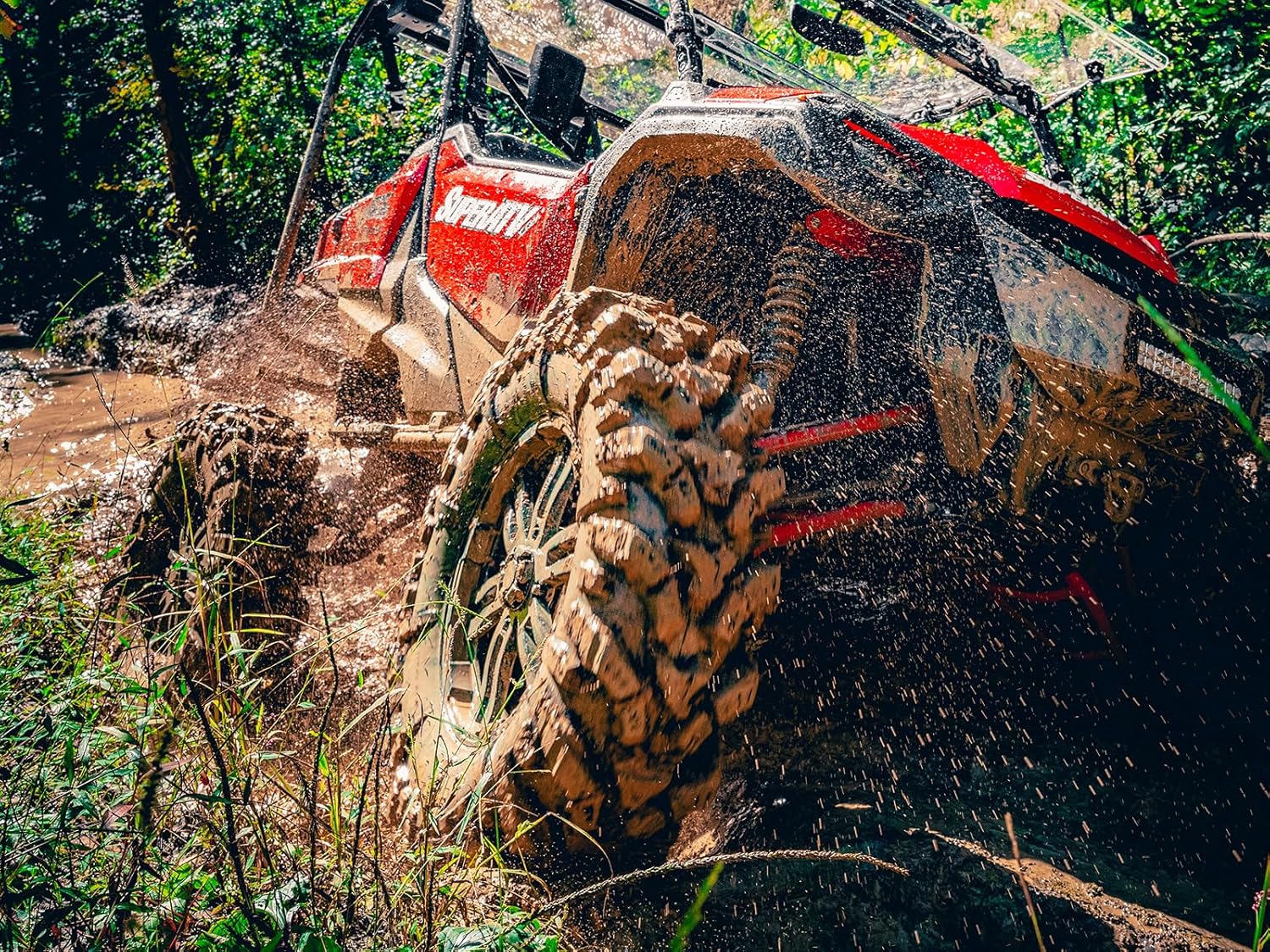 SuperATV Intimidator UTV/ATV Mud Tire for RZR, X3, General, Maverick, Ranger, Rock & All Terrain UTV Mud Tire | 30x10-14 | 2" Tread Depth | 6 Ply Ratings