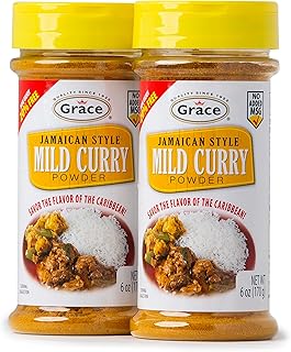 Grace Jamaican Style Mild Curry Powder 6oz - 2 Pack - Authentic Seasoning for a Perfect Blend of Curry Spice Heat & for Rich Flavorful Dishes - Curry Powder Seasoning