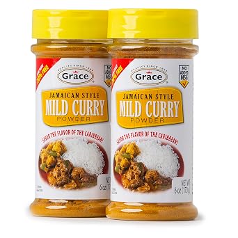 Grace Jamaican Style Mild Curry Powder 6oz - 2 Pack - Authentic Seasoning for a Perfect Blend of Curry Spice Heat & for Rich Flavorful Dishes - Curry Powder Seasoning