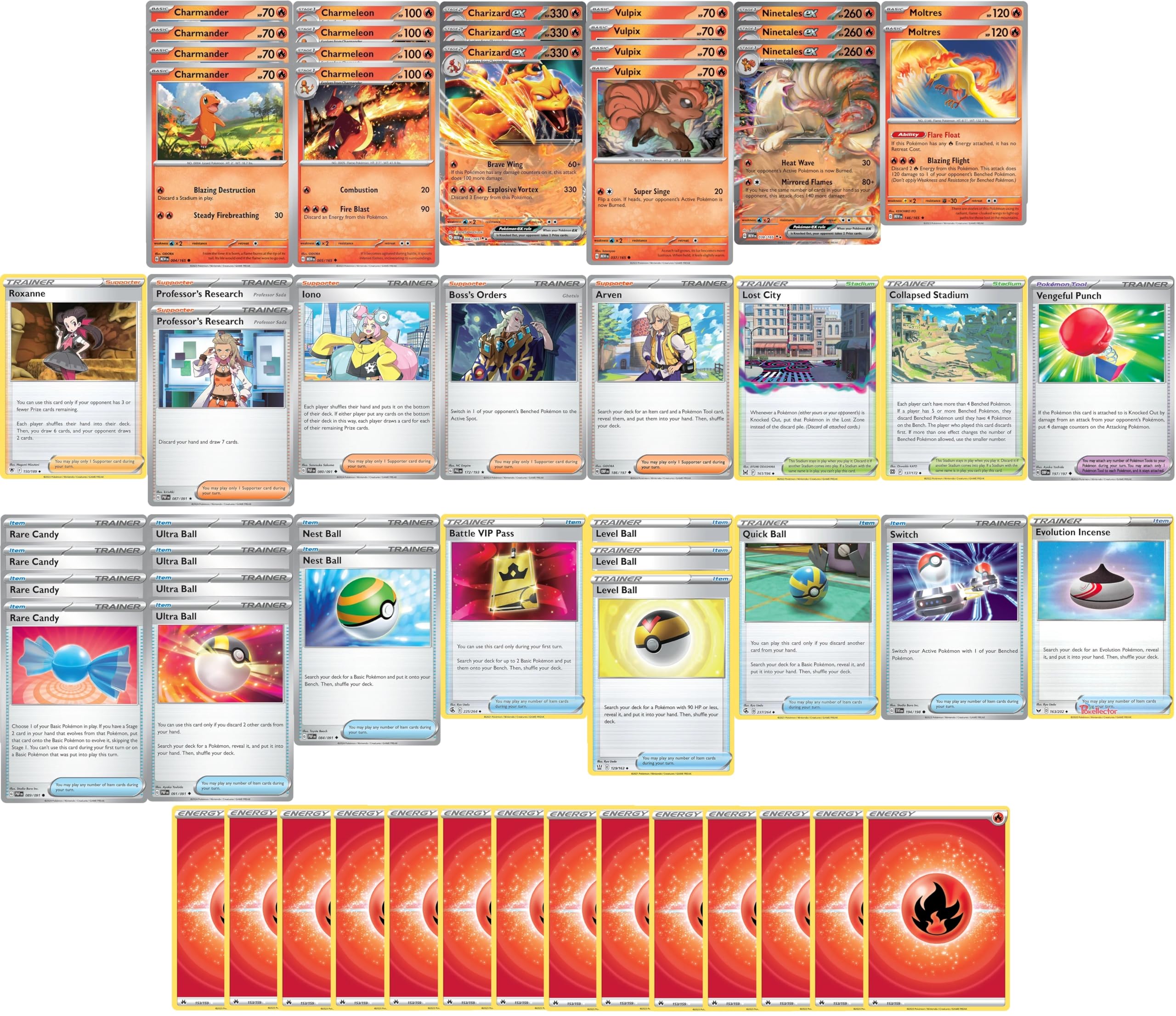MTG Decks More Elite Fire Deck - Charmander Charmeleon Charizardd - Original 151 gen 1 - Custom Built
