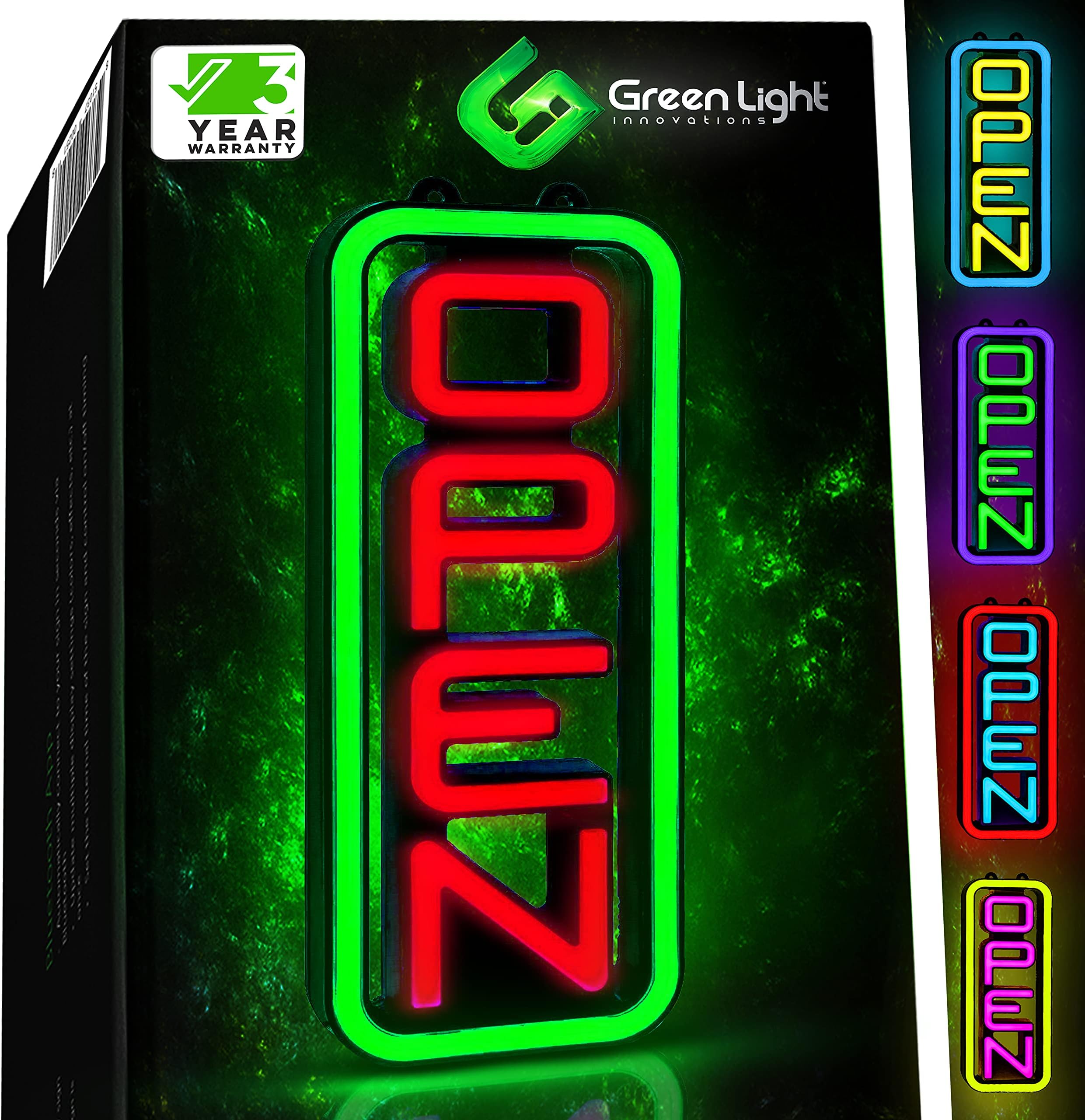 Led Open Sign for Business – Stand Out with 64 Super-Bright Color Combos to Match Your Brand - Programmable Neon Flash, or Scroll – 8 x 19 inch