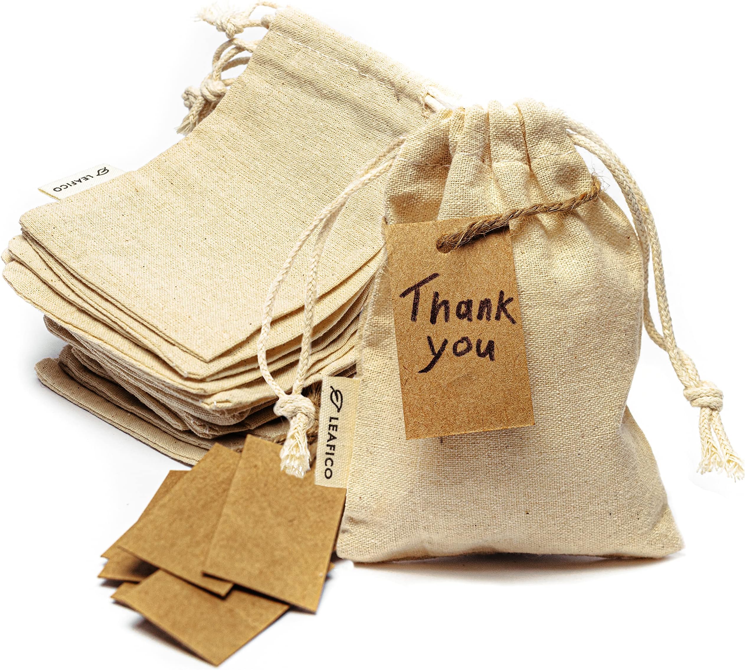 Cotton Produce Bags - Muslin Bags with Drawstring - Canvas Bags - Vegetable and Bread Bags - Fabric Sachet Bags - Linen Bag