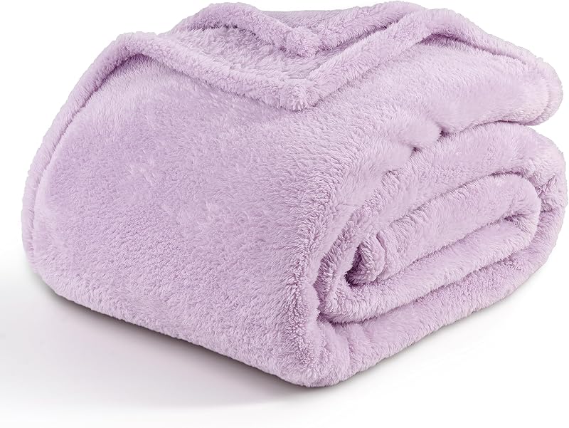 Classic Extra-Fluffy™ Plush Blanket Twin Size, Soft Fuzzy Fluffy Long Hair Blanket for Couch Sofa Bed, Pastel Lilac Purple, 60x92 Inches