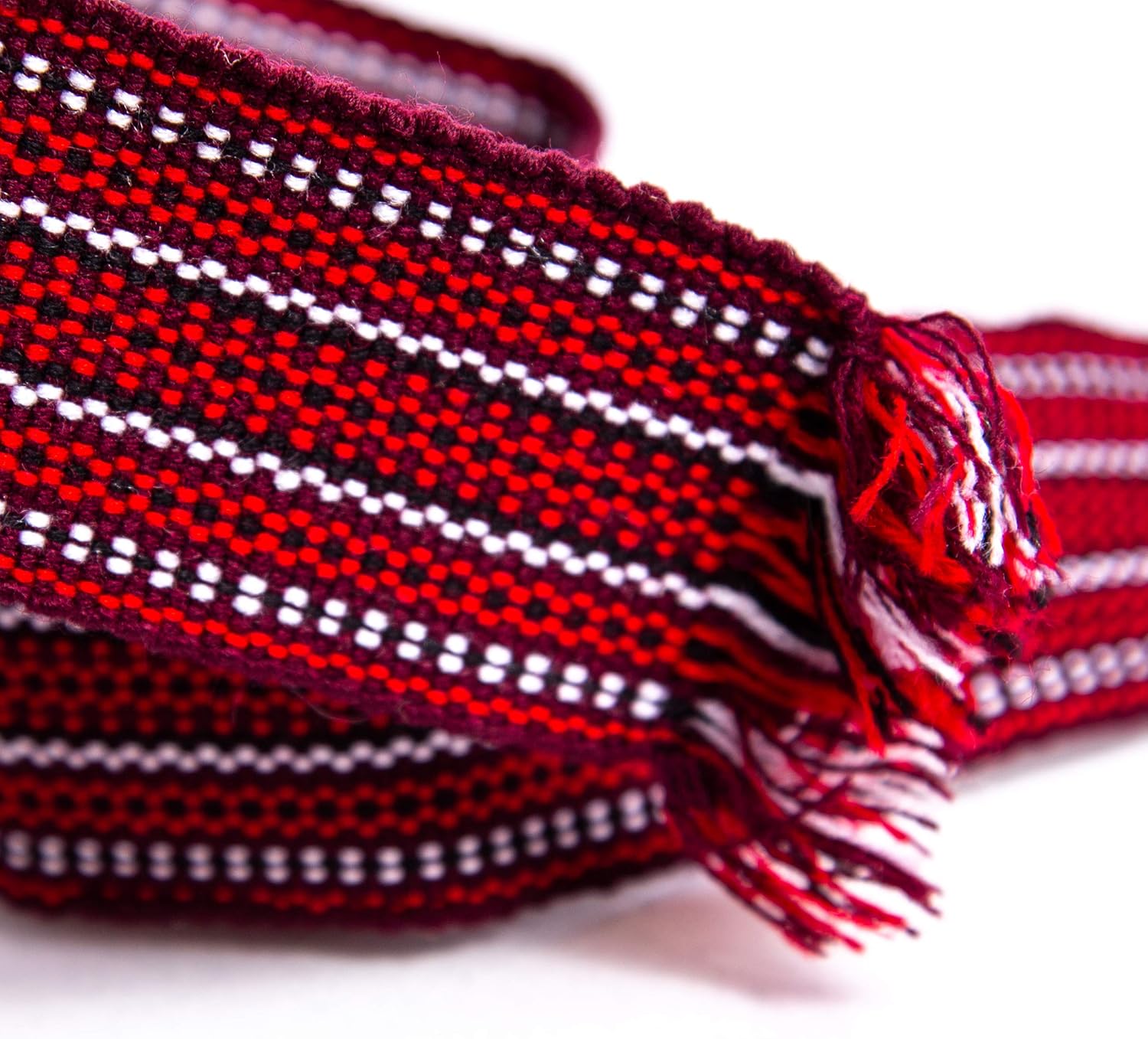 Ukrainian handmade woven homespun Hutsul Belt Burgundy Red KRAYKA 7 x 170 cm for Vyshyvanka