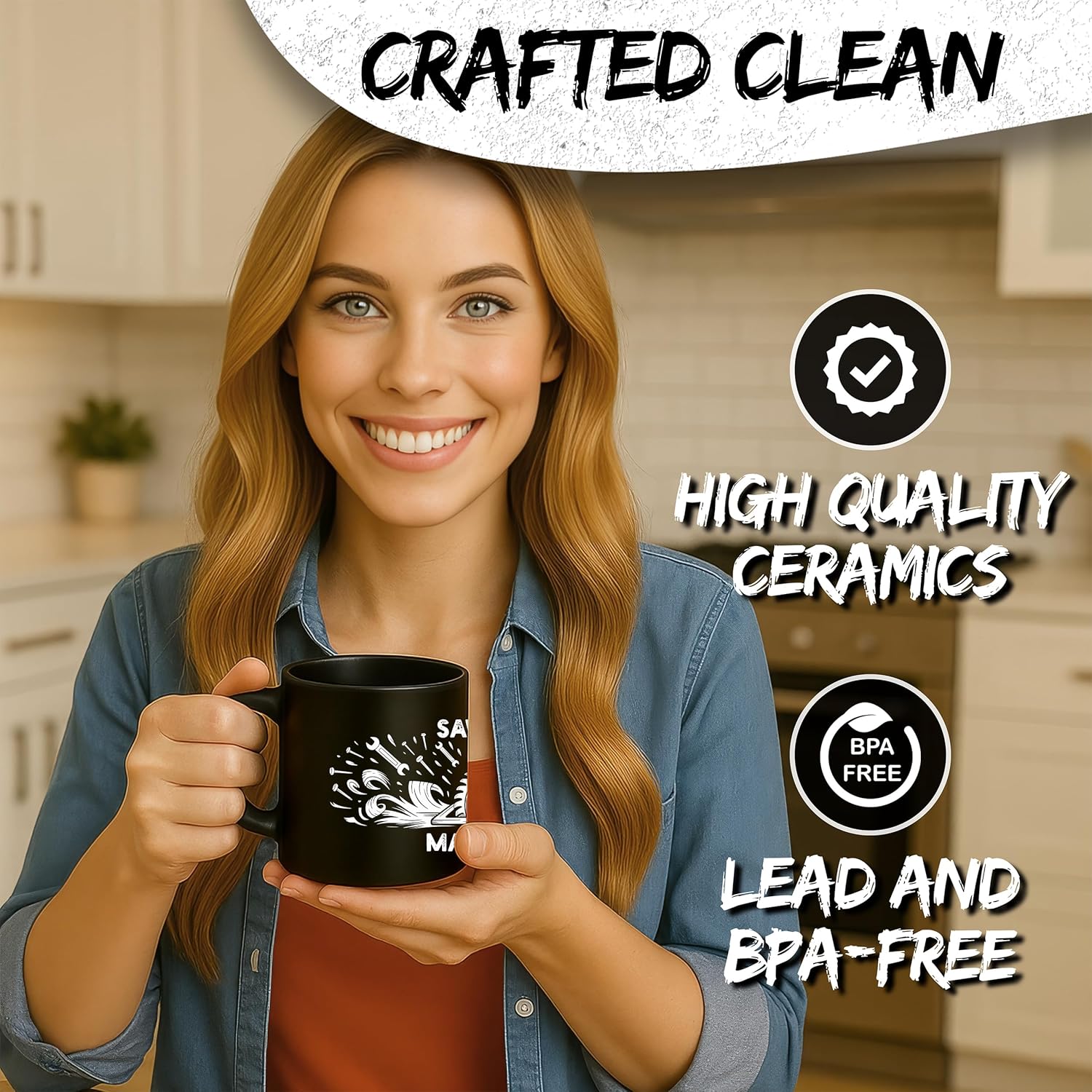 Sawdust is Man Glitter Ceramic Coffee Mug 11oz Woodworking Carpenter - Tea Coffee Mug with Comfortable Grip - Unique Fun Gift Cup for Office or Home - Vibrant Long-Lasting Print ID45211 - Image 5