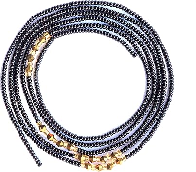 Waist Beads, Preciosa Czech waist beads, Weight-loss tracker, Tummy Beads, African Waist Bead, Ghana Waist Beads, Waisted, Waist Beads- Tie On 45"-50" Black