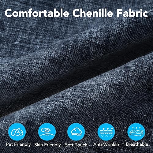 Vista 5 de Sofá modular Cloud con 2 otomanas y 3 almohadas, sofás sin hueso para sala de estar, sofá seccional en forma de U, asiento profundo, cómodo sofá Azul