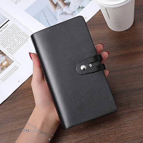 Miniatura 2 de JERLA Libro de tarjetas de crédito RFID, organizador de tarjetas de visita de cuero para mujeres y hombres, 96 ranuras para tarjetas, Negro -,