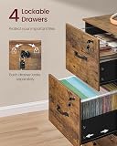 VASAGLE File Cabinet for Home Office, Printer Stand with 4 Lockable Drawers, Adjustable Hanging Rails, for A4 and Letter-Size Files, Rustic Brown and Ink Black CUSTOS Collection OFC082K02V1 - 3