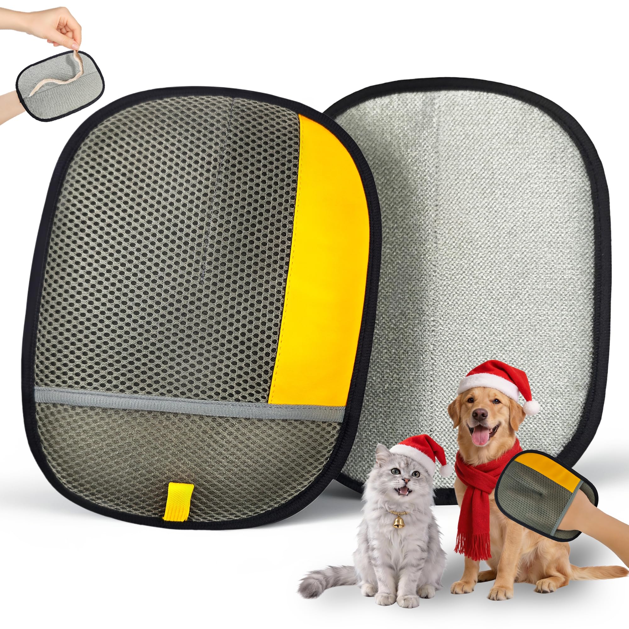 Pet Hair Remover Gloves, for Removing Cats and Dogs, Hair Remover for Pets, Sofa, Carpets, Clothes and Car Seats (Grey)