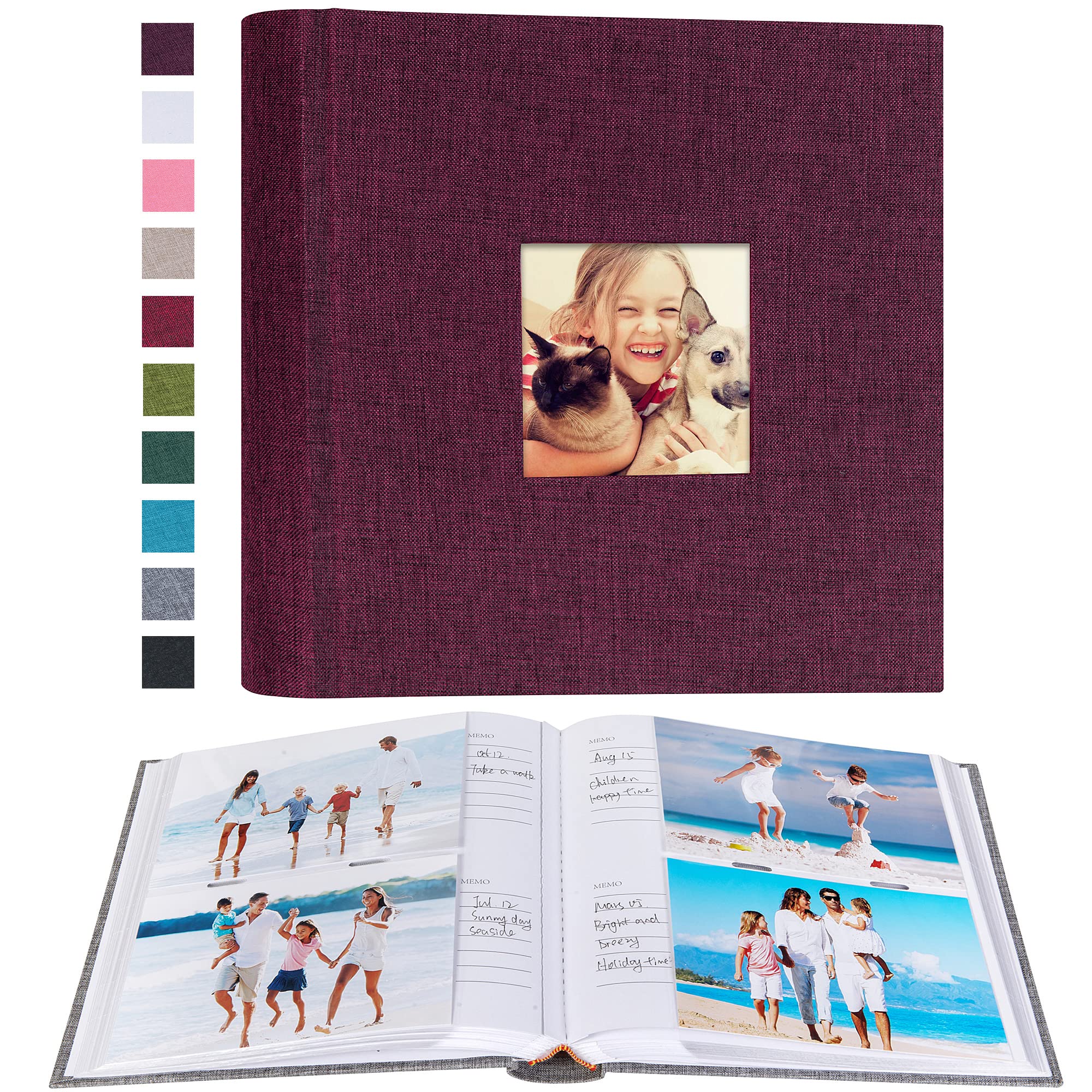 Mublalbum Photo Album 4x6 200 Photos Linen Cover with Memo Areas Photobook Pictures Book for Wedding Family Baby and Vacation (Purple) โ image 1
