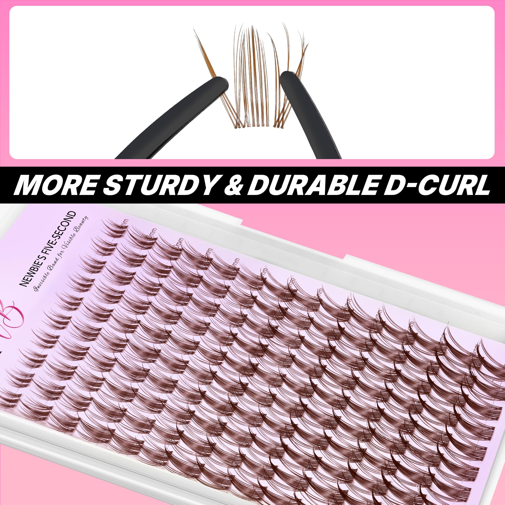 VEYESBEAUTY Ciglia Finte Kit Marroni fai da te Extension Ciglia Finte Ciuffetti Naturali e Sottili Ciglia Colorate Lash Clusters o Lunghezza mista Ciuffetti Ciglia Finte (Manga Kit, 8-18mm)