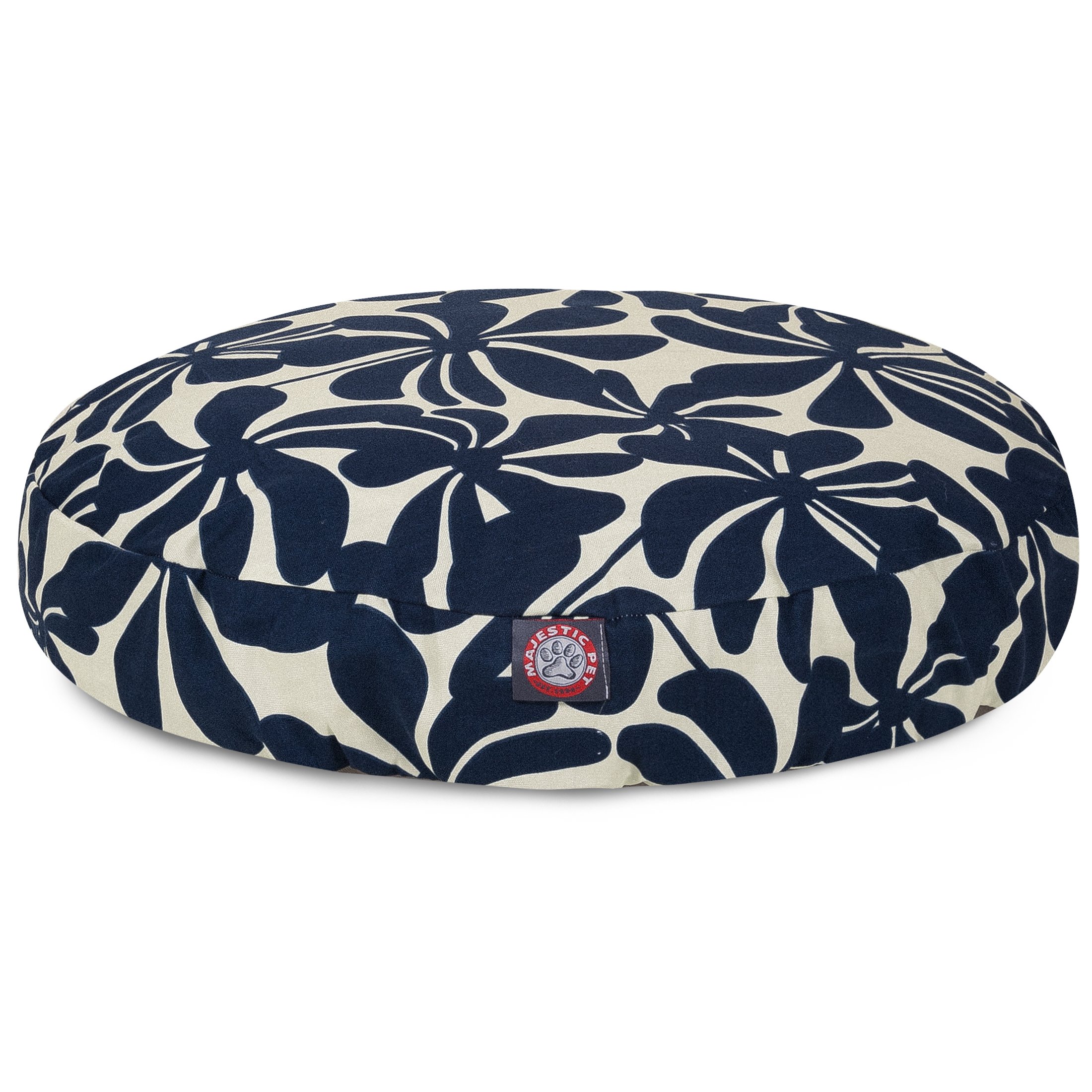 Navy Blue Plantation Large Round Indoor Outdoor Pet Dog Bed With Removable Washable Cover By Majestic Pet Products