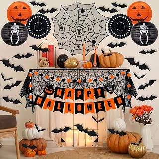 Halloween Decorations Indoor Set, Paper Lanterns & fans, Fireplace Mante...