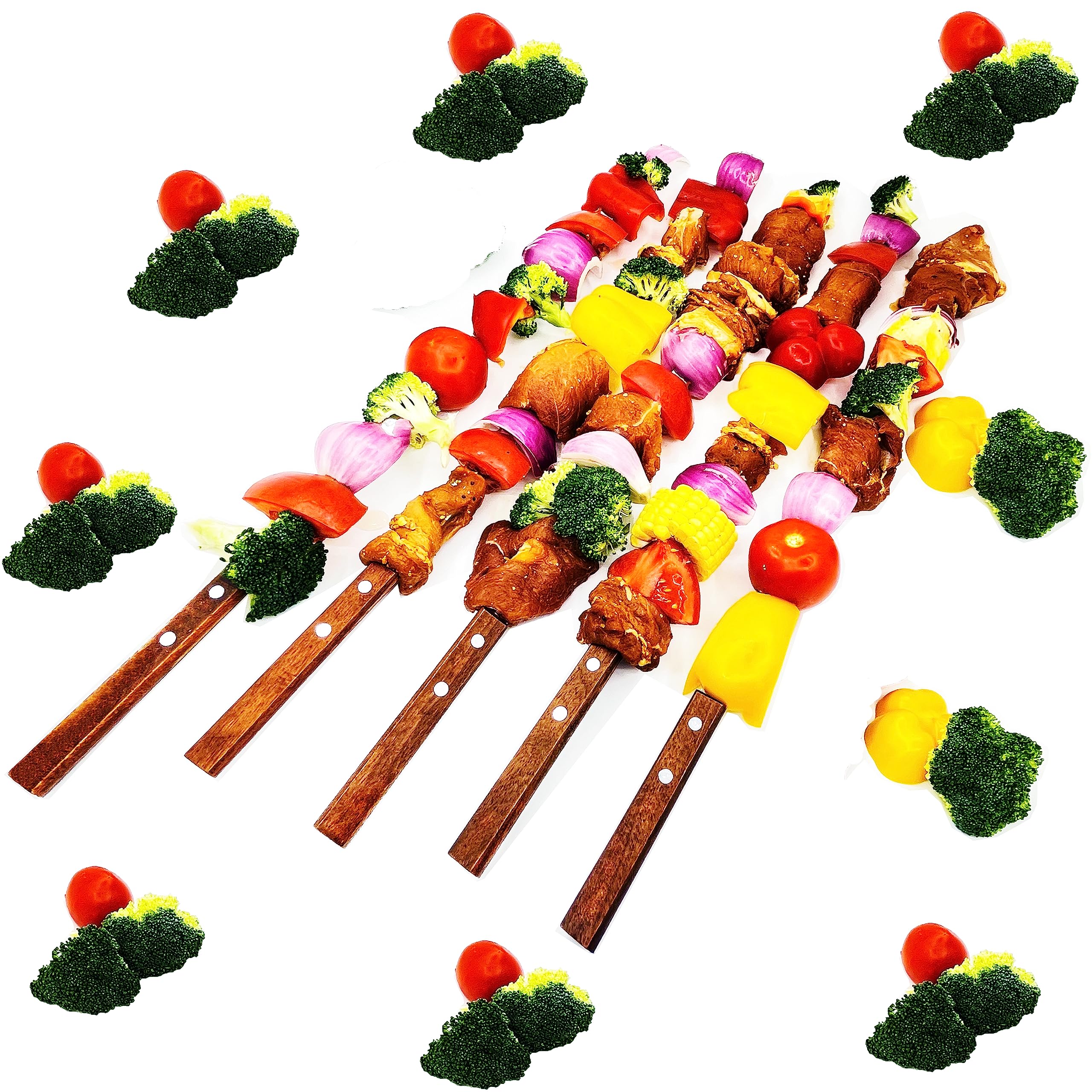 Spiedini da 59,6 cm per spiedini da 1,5 cm di larghezza, confezione da 8 spiedini riutilizzabili in metallo per grigliare spiedini lunghi per kebab lunghi di grandi dimensioni e resistenti, set