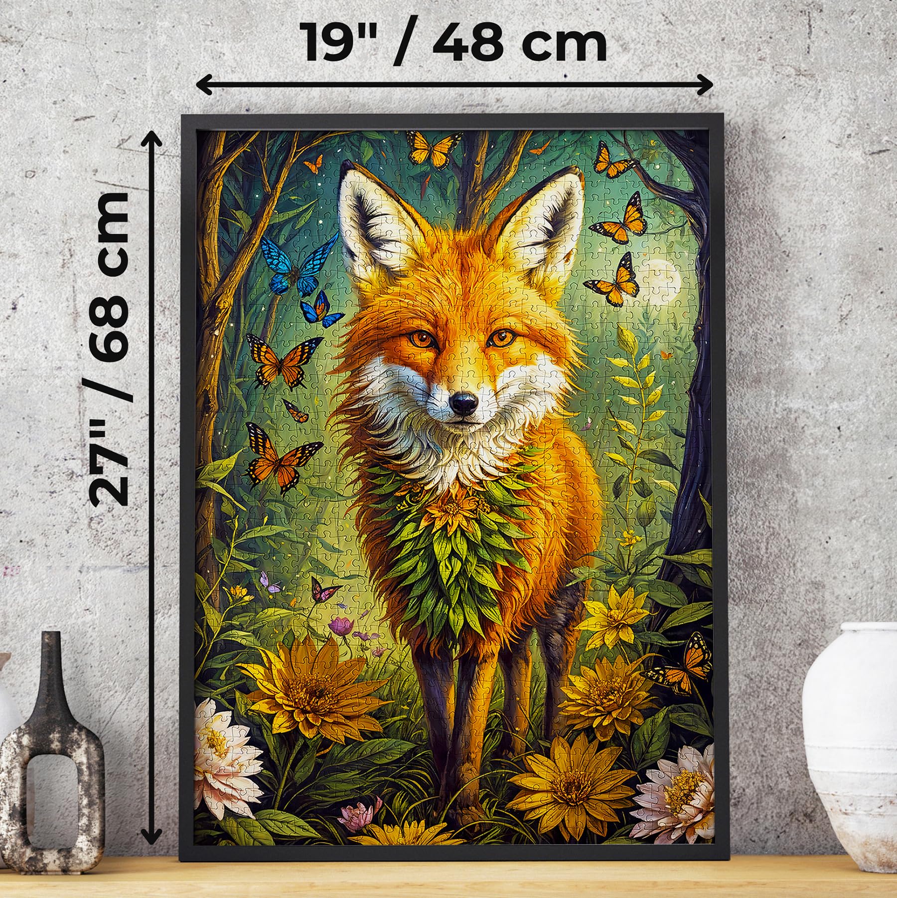 ENJOY Puzzle Magical Fox in Flower Fantasy Forest - Puzzle de 1000 pièces pour adultes - Finition mate, toucher doux, facile à assembler, ajustement serré, couleurs vives, service de pièces manquantes