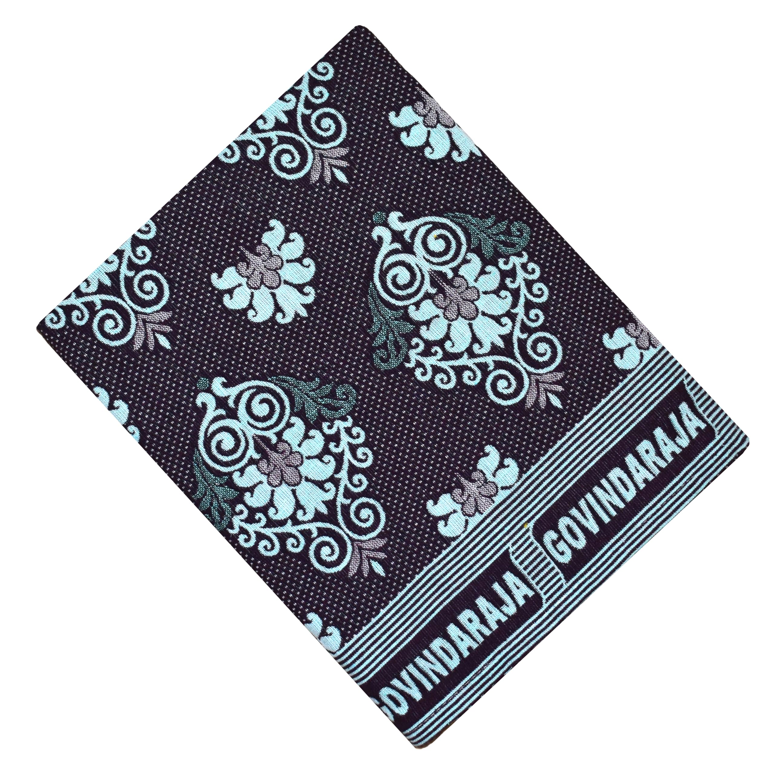 TUNI MANI Govindaraja Cotton Blanket | Double Cloth Chennimalai Bedsheet | Floral Design | Queen Size: 60 x 90 Inches (5 x 7.5 Feet) | Soft, Breathable & Multipurpose (1, Cyan)-image-7