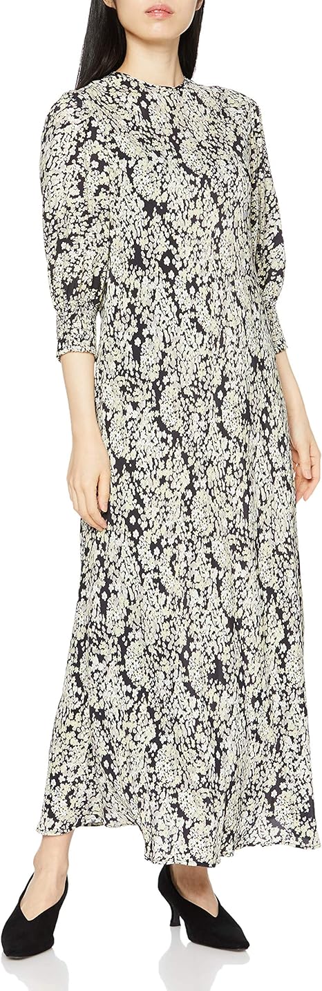 Amazon Co Jp ミラオーウェン 後ろリボンバイアスナロー花柄ワンピ 09wfo レディース Blk 0 服 ファッション小物