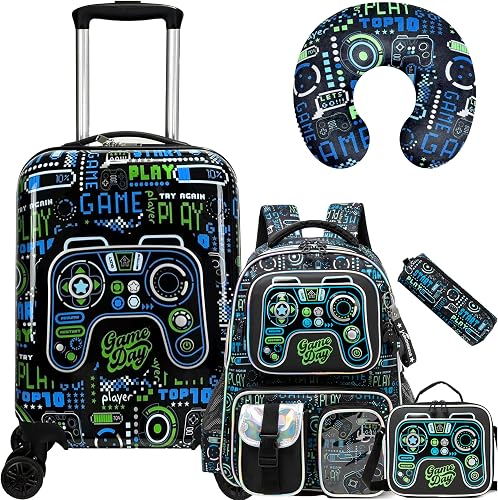 Kid’s Luggage Set Suitcase Set Girls Boys Carry on Toddler Luggage Airline Approved, Game 01, 16 inch