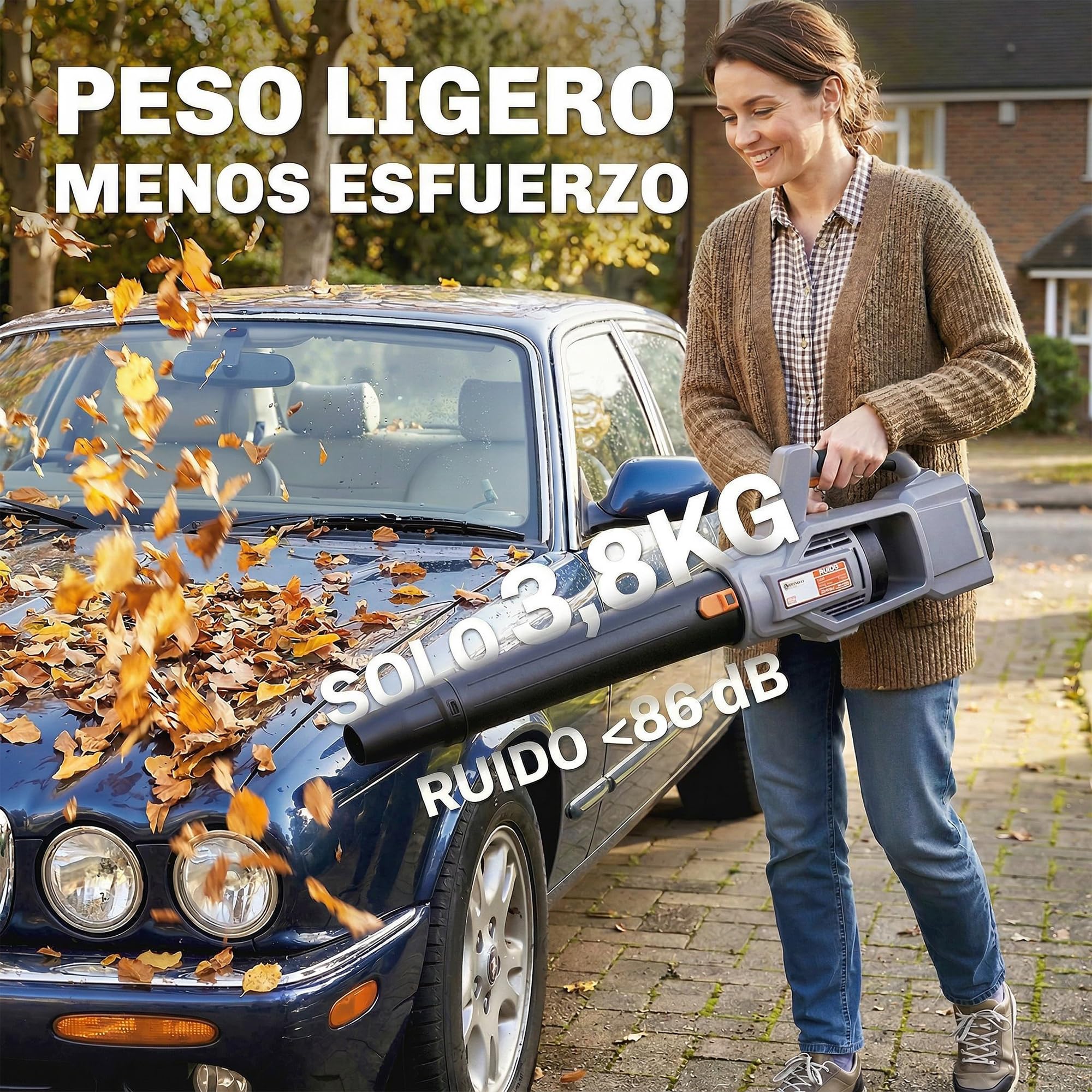 Outsunny Soplador de Hojas sin Cable 36V (2x18V) con 2 Baterías 4.0Ah y Cargador, Motor Sin Escobillas 1000W, Modo Turbo, 3 Velocidades, Soplador Eléctrico Ligero para Jardín, Hojas, Polvo y Nieve