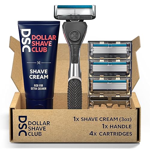 Dollar Shave Club  Mango de afeitar Diamond Grip Club cartuchos de afeitar Club de 6 cuchillas crema de afeitar con aloe y aceite de coco mango