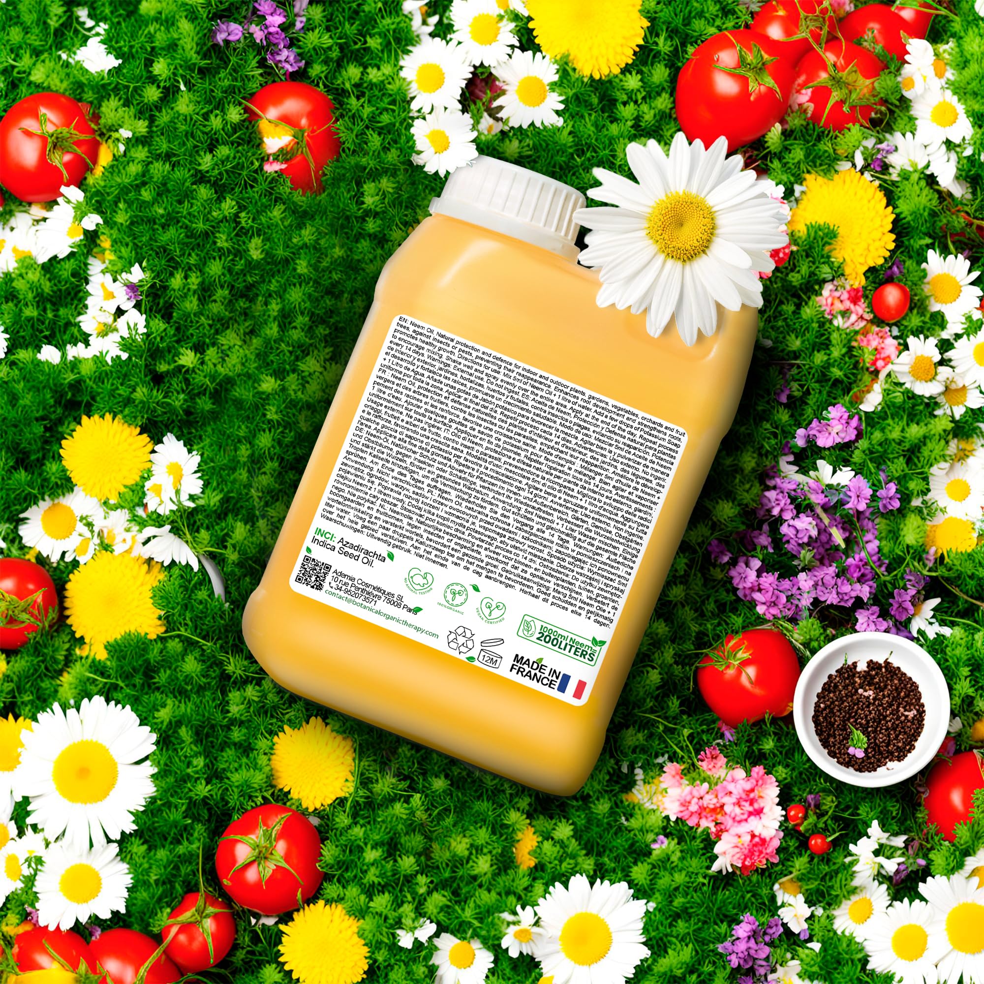 Aceite de Neem Solucion Natural para Plantas de Interior y Exterior, Jardin, Arboles Frutales, Huerto. Triple Accion: Enraizante, Repelente e Insecticida (5000 ml)
