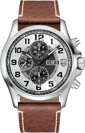 Luminox Silver Dial Stainless Steel Leather Chrono Automatic Mens Watch A.1869