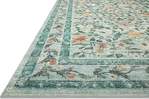 Miniatura 4 de Loloi Rifle Paper Co. Courtyard Collection COU-03 Salvia 2 pies 3 pulgadas x 3 pies 9 pulgadas Alfombra decorativa con CloudPile