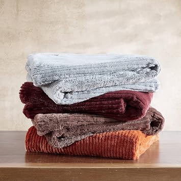 Eddie Bauer - Throw Blanket, Ultra-Soft Plush Bedding with Micromink Reverse, Throw Blanket for Couch or Bed (Textured Solid Brown, 50 x 60)