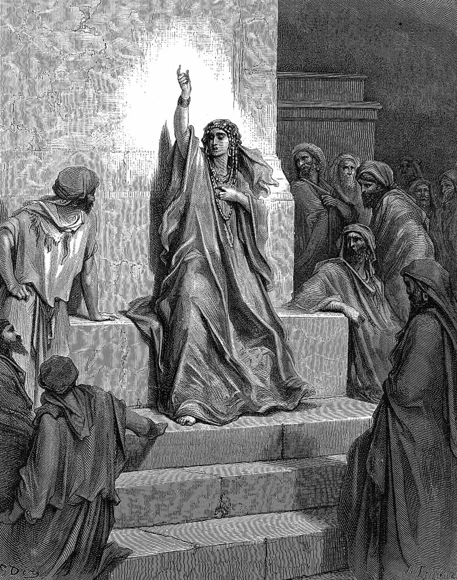 RZHRHJES Famous Painting Poster Art Canvas Print Retro Picture Deborah Hebrew Prophetess and Judge by Gustave Dore Poster Wall Art for Office Decor 60x90cm