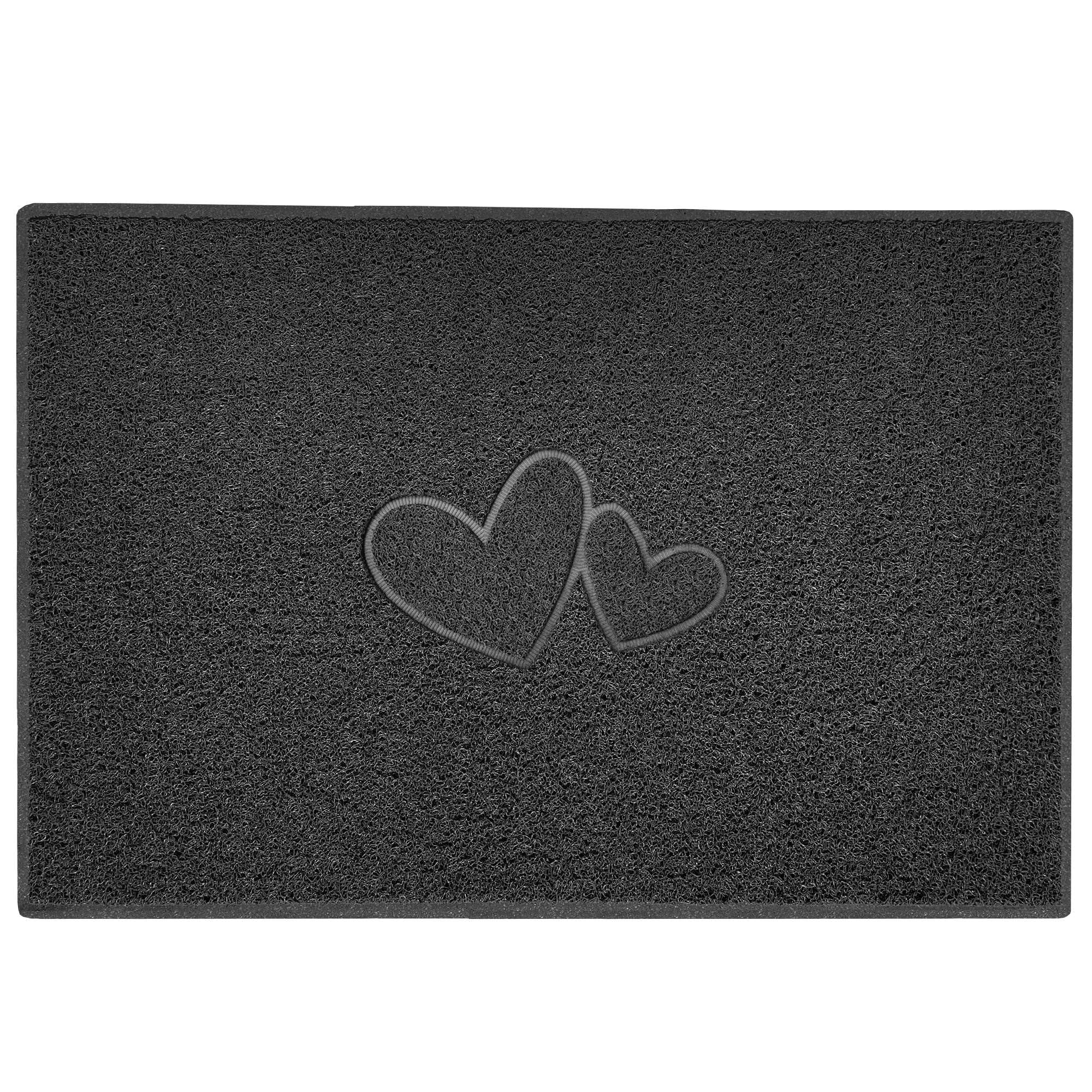 Nicoman Dark Grey Double Hearts Utility Grey Plain Mat 120Cmx80Cm from B&Q